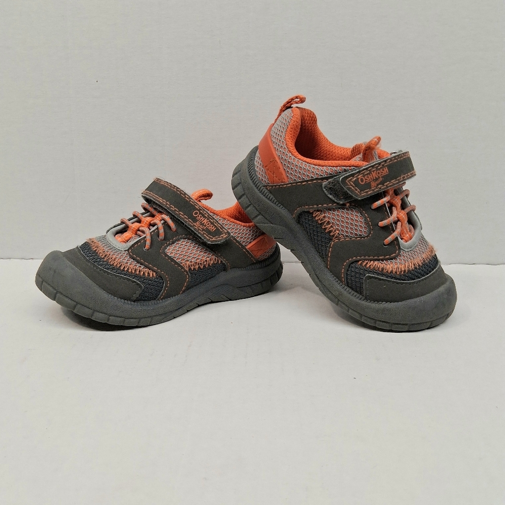 OshKosh B'gosh Unisex Toddler Kid's Sz 7 Shoes Grey & Orange Athletic Sneakers
